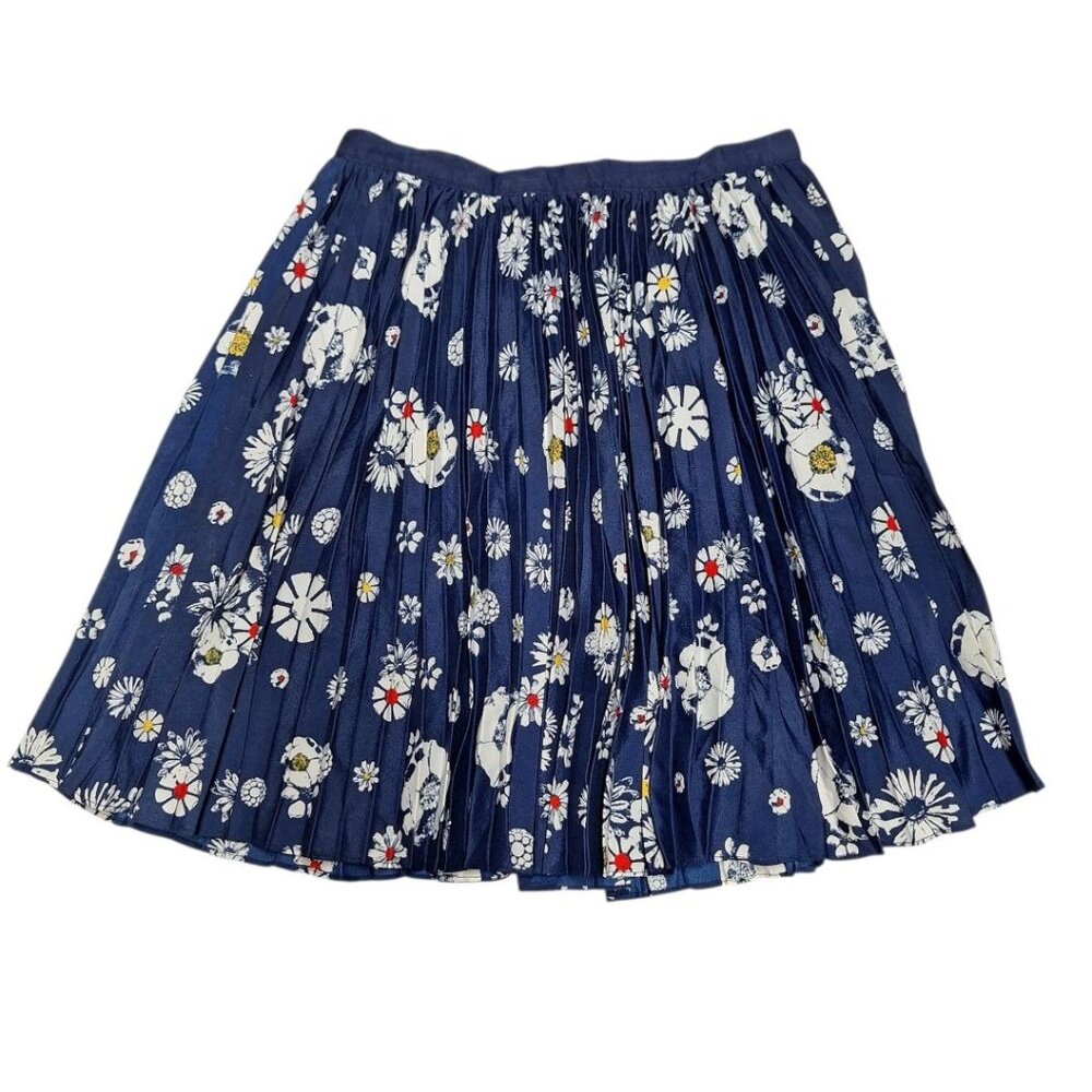 Jason Wu Skirt Pleated Daisy Flowers‎ Blue Womens 8 Zip Side Knee Length